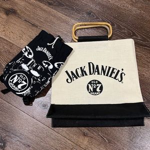 EUC Jack Daniel mini bag burlap tote bag / wine bottle holder